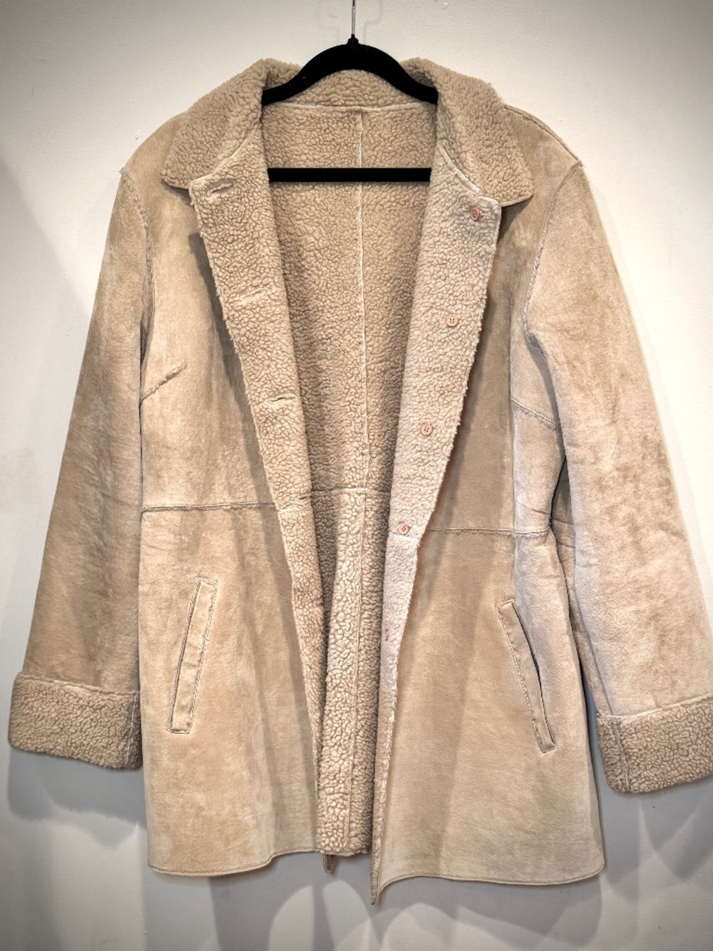 Brandon Thomas Genuine Suede Leather Coat Faux Shearling M - Never Worn